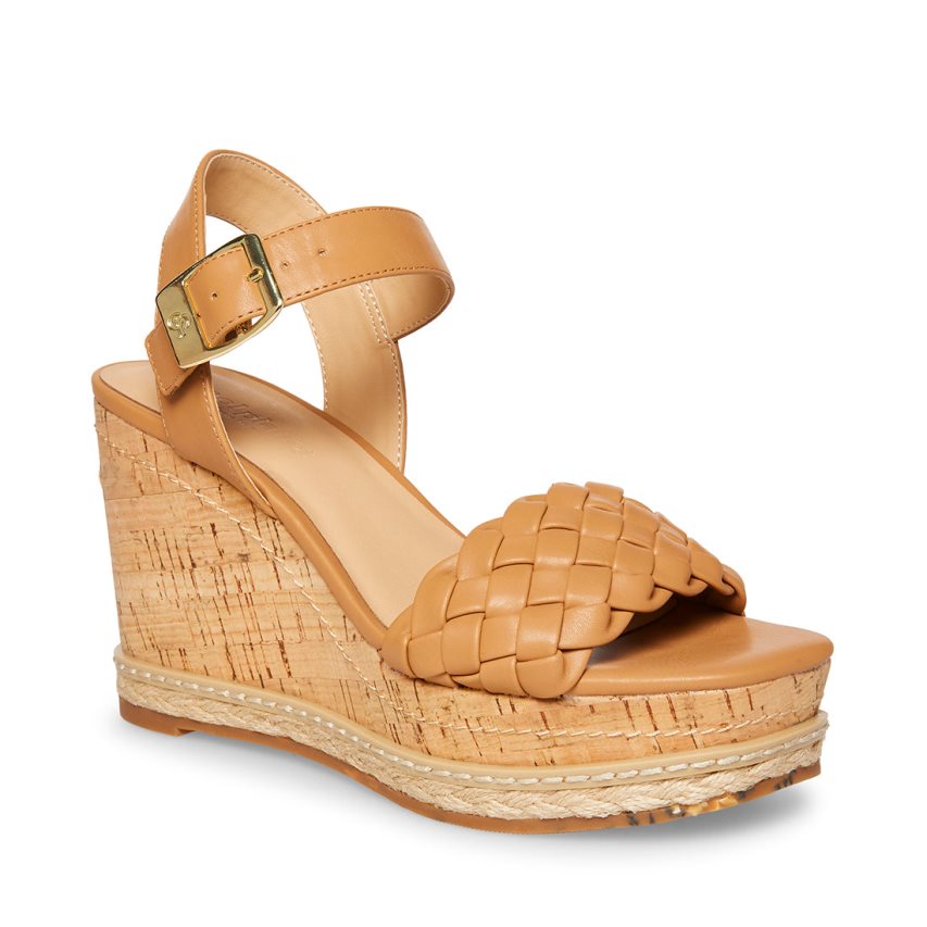 Steve Madden Jitney Camel Sandaler med Hæl Dame Brune | EKMIQ0859