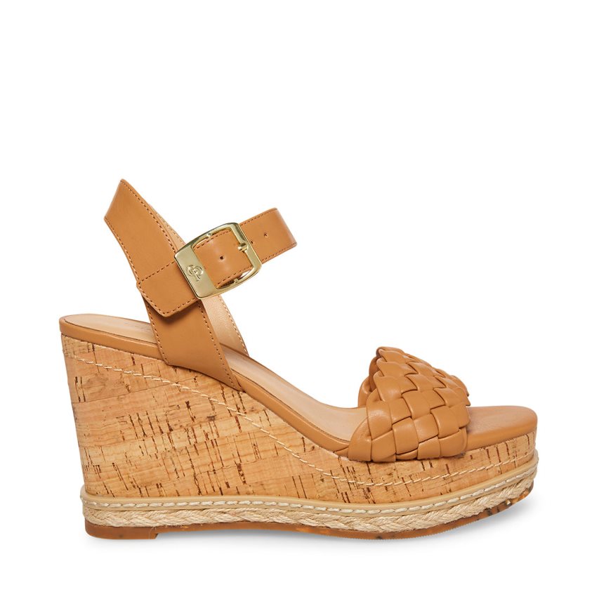 Steve Madden Jitney Camel Sandaler med Hæl Dame Brune | EKMIQ0859