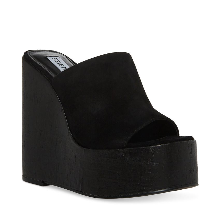 Steve Madden Joanne Semsket Skinn Wedge Dame Svarte | DQMNT9817