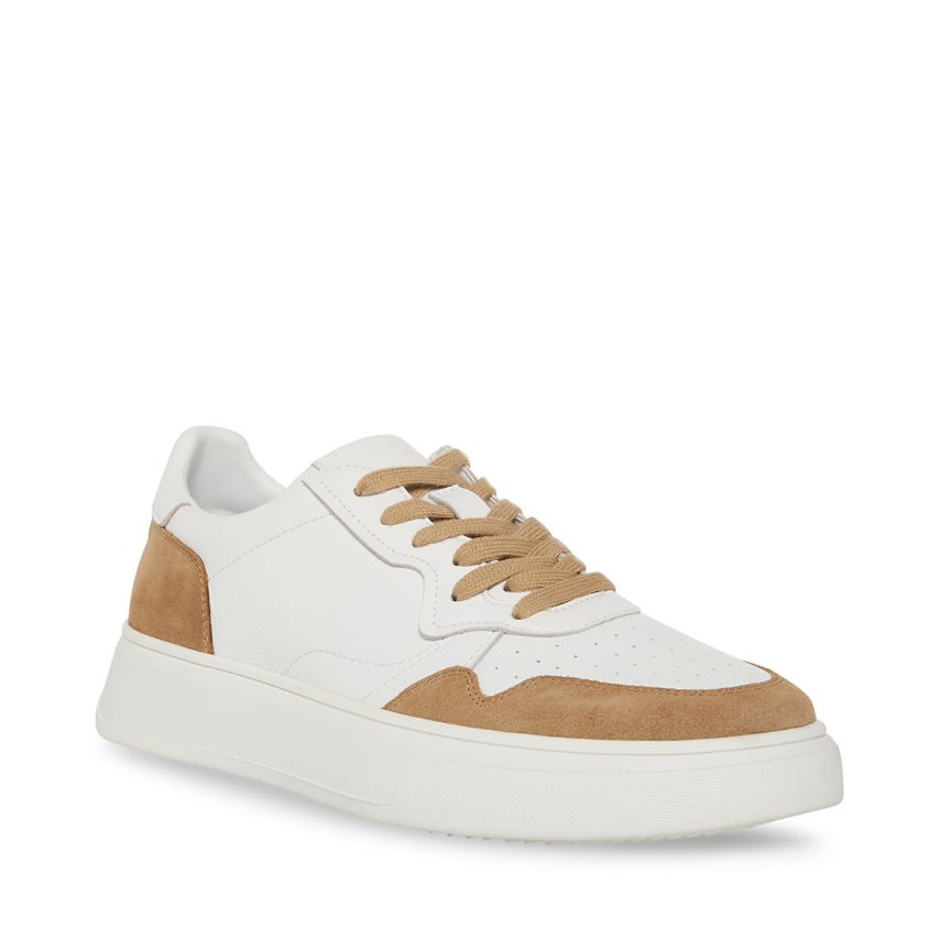 Steve Madden Jorgee Semsket Skinn Joggesko Herre Hvite Brune | RHXVD8165