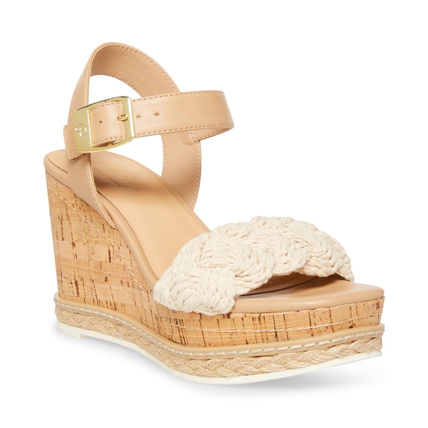 Steve Madden Junee-w Natural Sandaler med Hæl Dame Brune | IJBQY4839