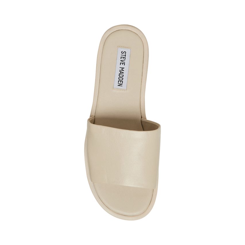 Steve Madden Kaya Lær Badesandaler Dame Beige | DTPZB2394