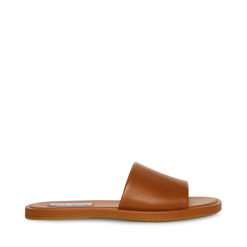 Steve Madden Kaya Lær Badesandaler Dame Brune | UQRNT6258