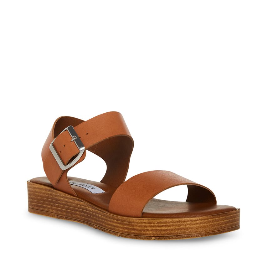 Steve Madden Keenan Lær Platåsandaler Dame Brune | WCGAU4062