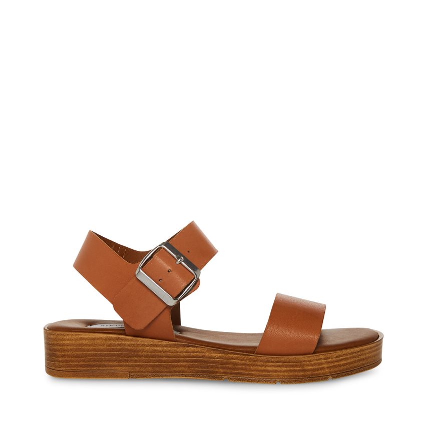 Steve Madden Keenan Lær Platåsandaler Dame Brune | WCGAU4062