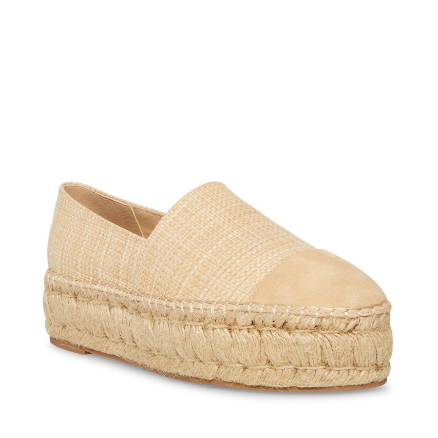 Steve Madden Kitt Natural Raffia Platform Sko Dame Beige | IBTJP9463