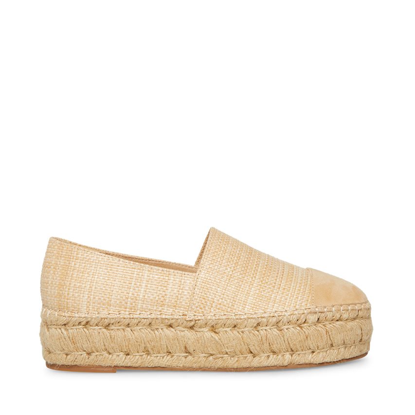 Steve Madden Kitt Natural Raffia Platform Sko Dame Beige | IBTJP9463