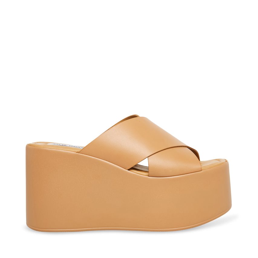 Steve Madden Kody Lær Wedge Dame Brune | ELDWR0497