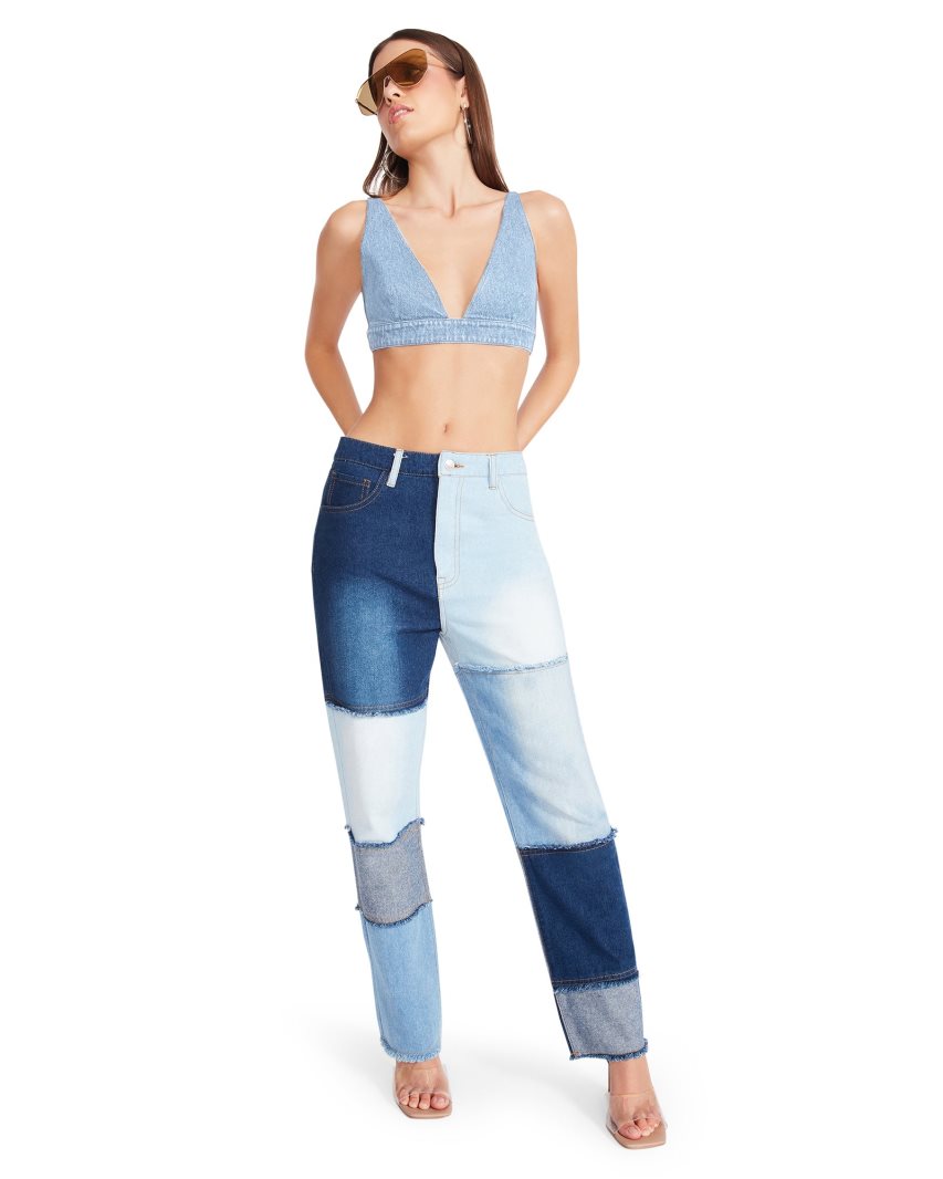 Steve Madden Kylie Denim Fabric Bukse Dame Blå | FGCYS9021