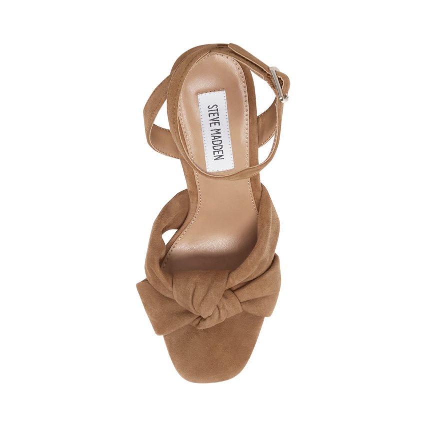 Steve Madden Lala Semsket Skinn Sandaler med Hæl Dame Brune | AOXHI6532