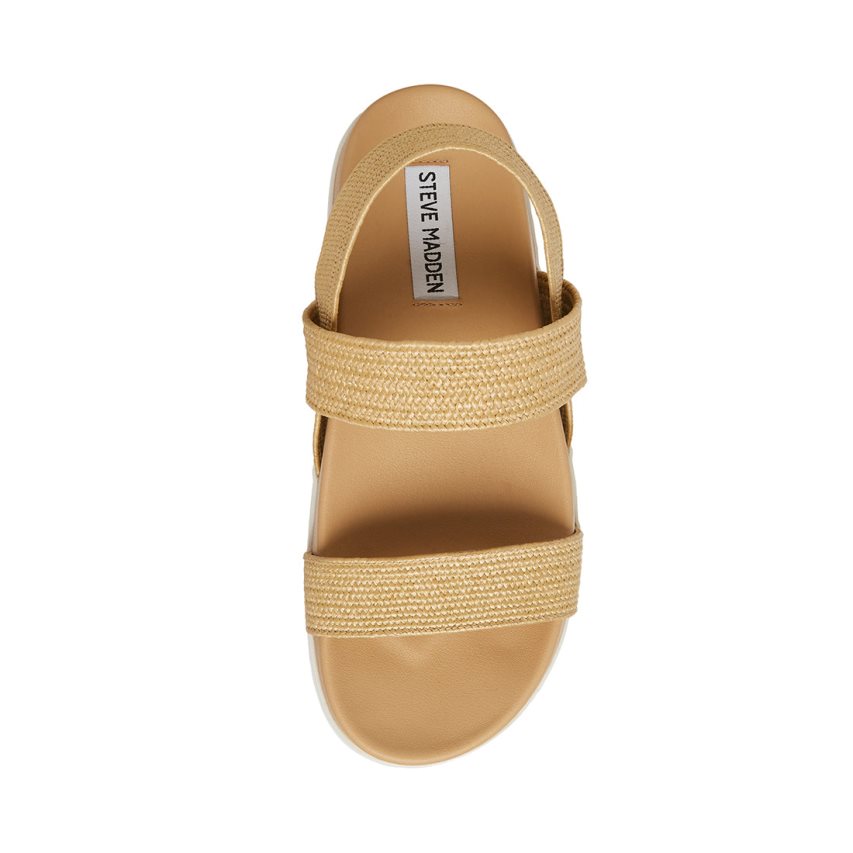 Steve Madden Landmark Raffia Flate Sandaler Dame Brune | QRLWM3246