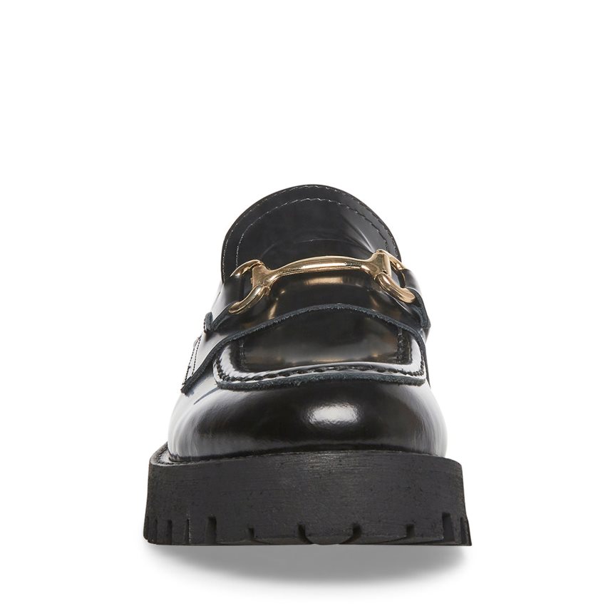 Steve Madden Lando Lær Platform Sko Dame Svarte | GSCUP1032