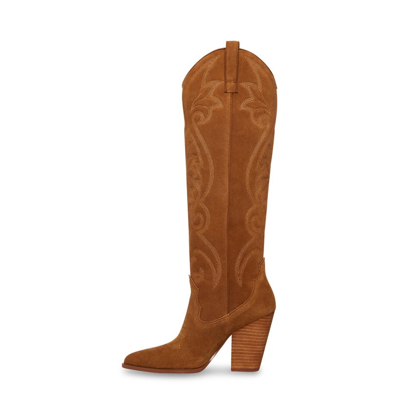 Steve Madden Lasso Chestnut Semsket Skinn Knehøye Støvletter Dame Brune | NMBCF2863