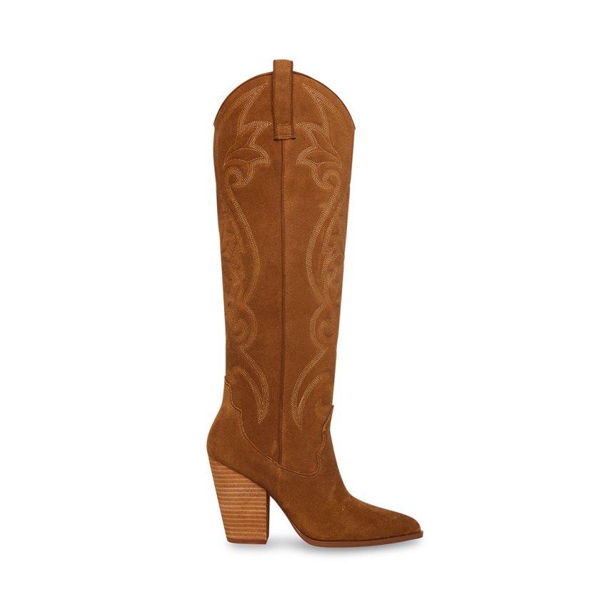 Steve Madden Lasso Chestnut Semsket Skinn Knehøye Støvletter Dame Brune | NMBCF2863