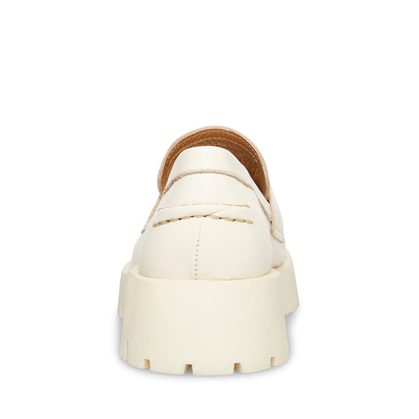 Steve Madden Lawrence Lær Loafers Dame Hvite | SCNOE9034