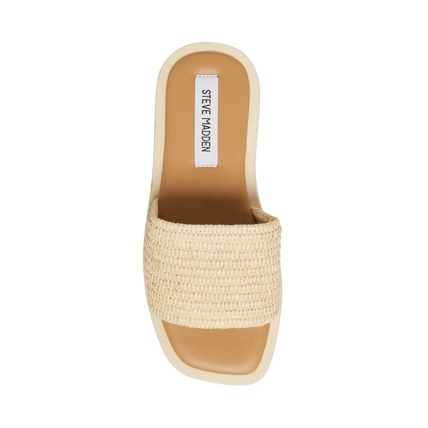 Steve Madden Leigh Natural Badesandaler Dame Beige | ZYBPE3705