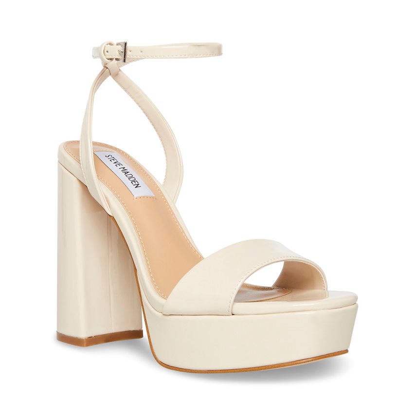 Steve Madden Lessa Patent Sandaler med Hæl Dame Hvite | DYGZX2408