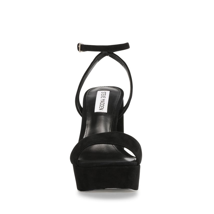 Steve Madden Lessa Semsket Skinn Sandaler med Hæl Dame Svarte | SUPBD1320