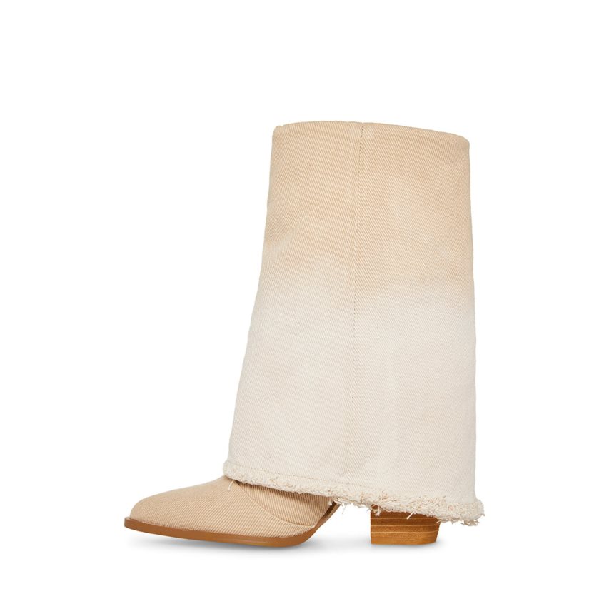 Steve Madden Livvy Denim Høye Støvletter Dame Beige | IWOMK2710