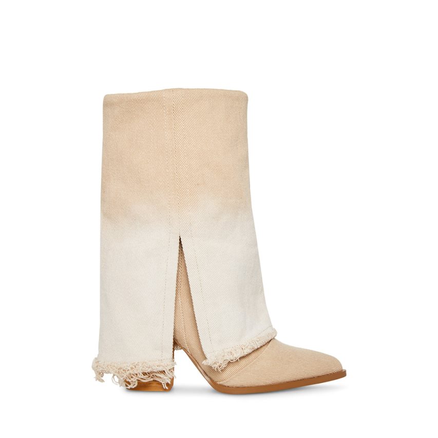 Steve Madden Livvy Denim Høye Støvletter Dame Beige | IWOMK2710