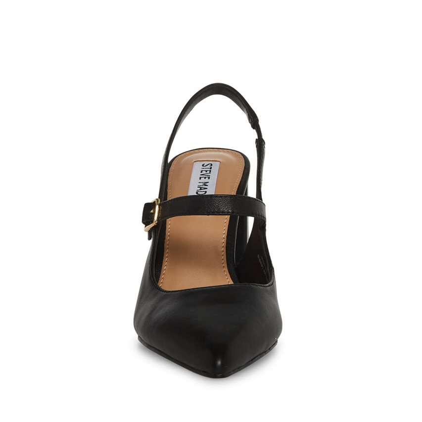 Steve Madden Maegan Lær Høye Hæler Dame Svarte | QBMNY3850