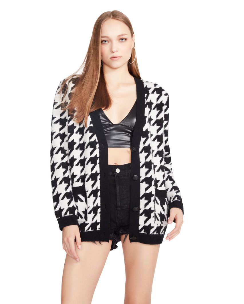 Steve Madden Marina Cardigan Dame Svarte Hvite | QEZVI9423