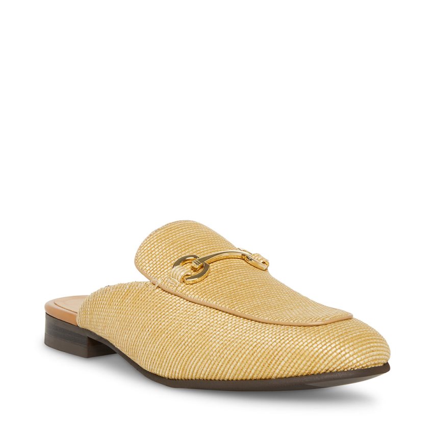 Steve Madden Mateo Natural Raffia Mules Sko Herre Gull | LGFIO3125