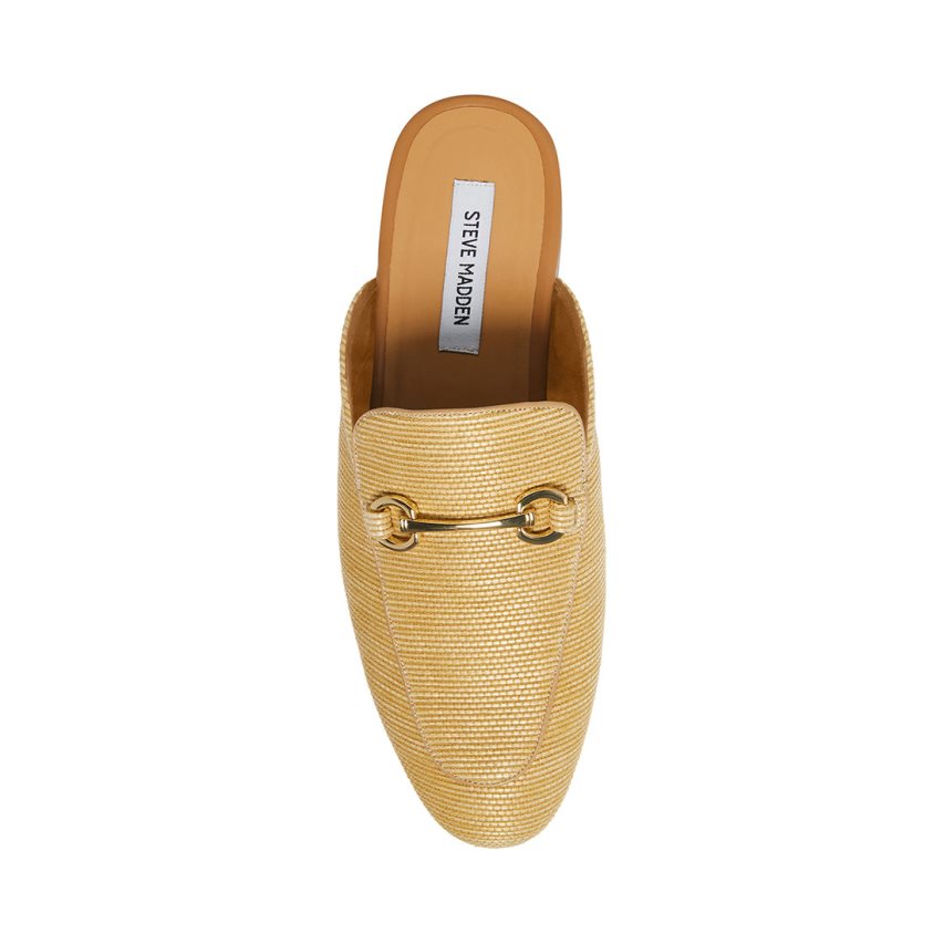 Steve Madden Mateo Natural Raffia Mules Sko Herre Gull | LGFIO3125