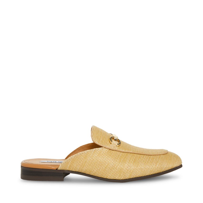 Steve Madden Mateo Natural Raffia Mules Sko Herre Gull | LGFIO3125