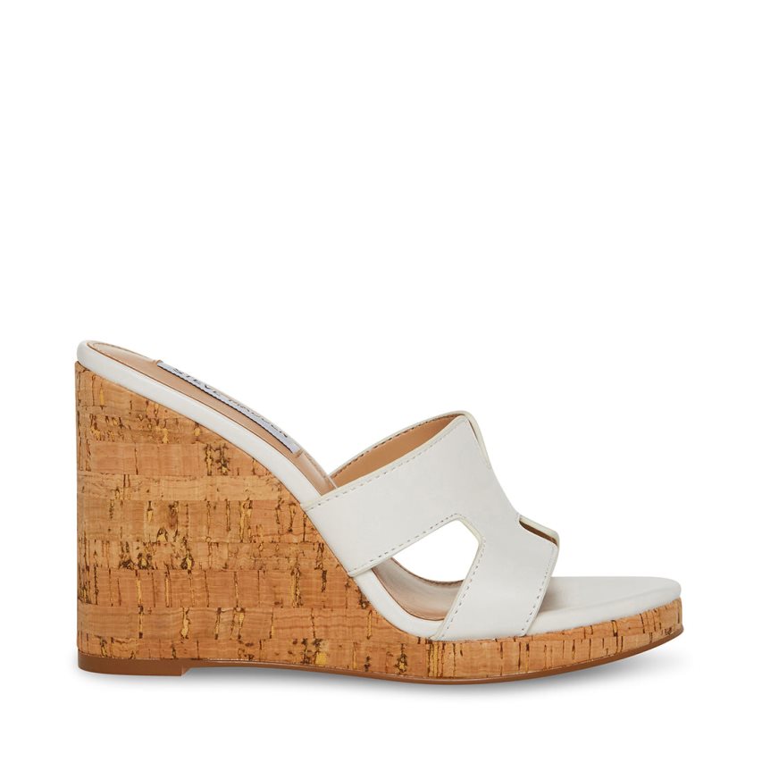 Steve Madden Mayson Lær Wedge Dame Hvite | BKSLQ4182