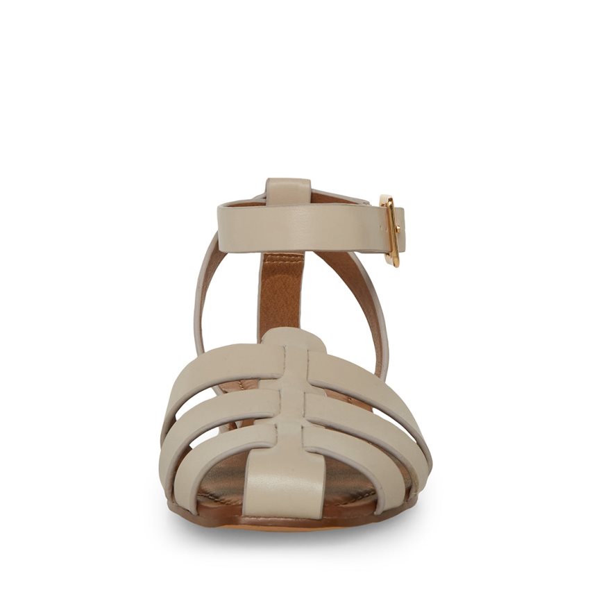 Steve Madden Media Lær Flate Sandaler Dame Beige | GZLRB1730