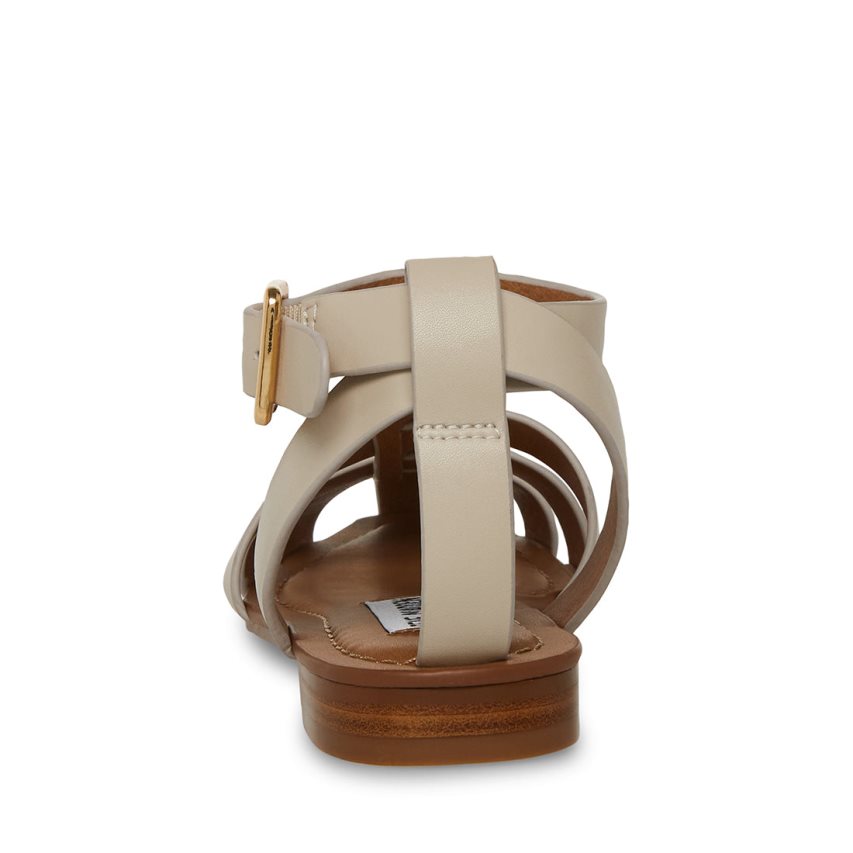 Steve Madden Media Lær Flate Sandaler Dame Beige | GZLRB1730