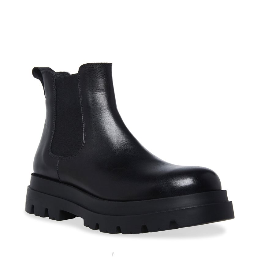 Steve Madden Meta Lær Chelsea Støvler Herre Svarte | XMWCR4236