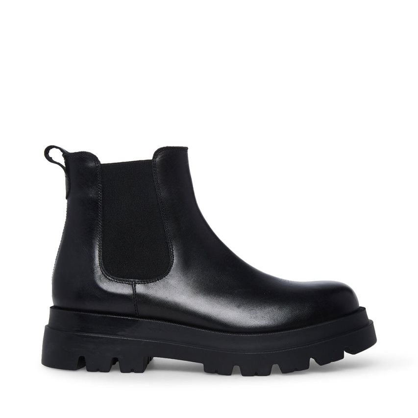 Steve Madden Meta Lær Chelsea Støvler Herre Svarte | XMWCR4236