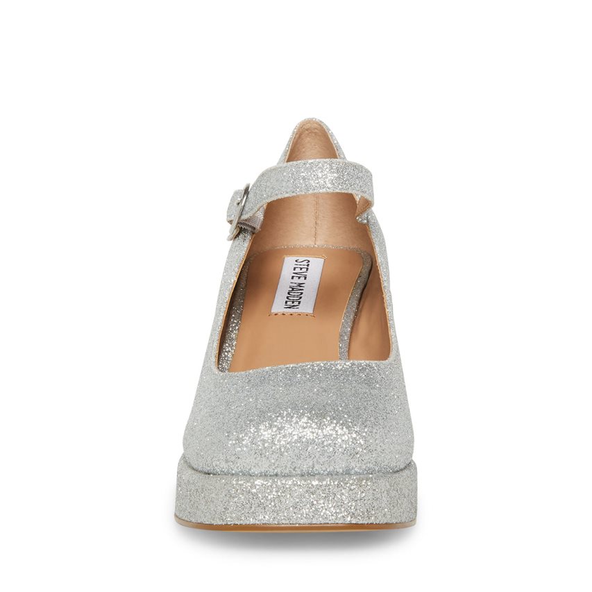 Steve Madden Mingle Glitter Høye Hæler Dame Sølv | WNZDC2490