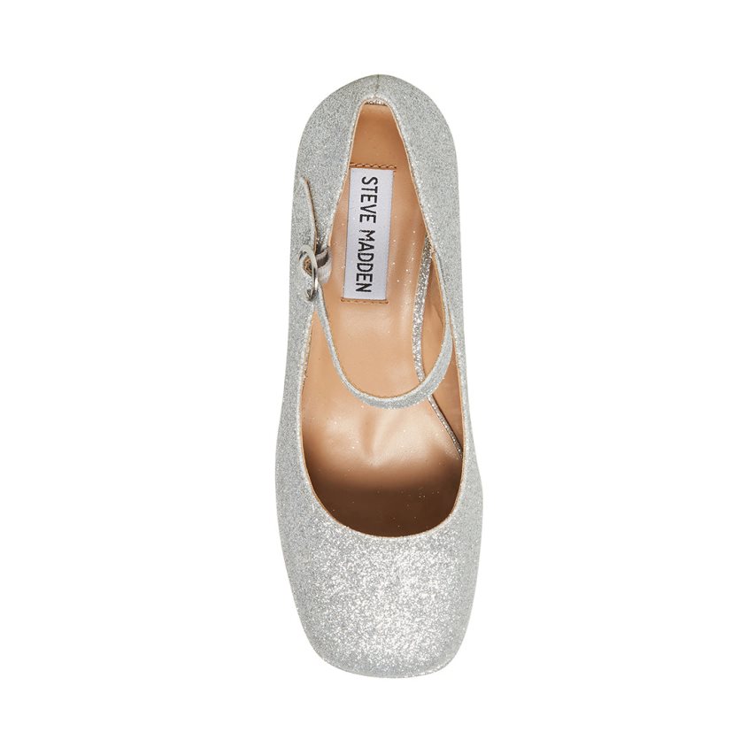 Steve Madden Mingle Glitter Høye Hæler Dame Sølv | WNZDC2490