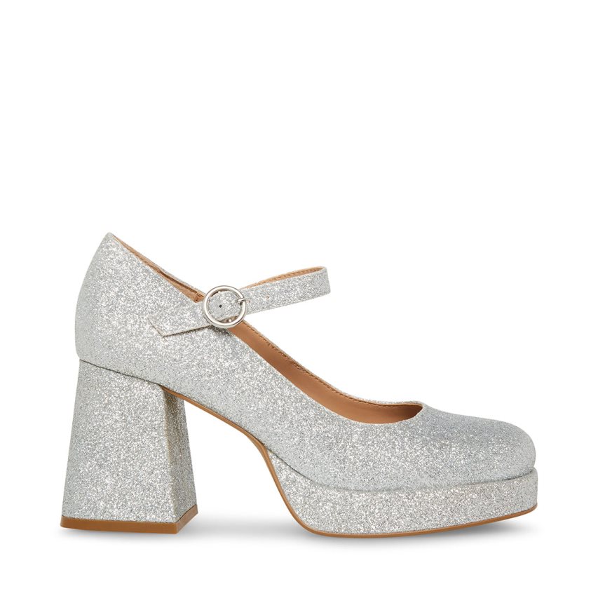 Steve Madden Mingle Glitter Høye Hæler Dame Sølv | WNZDC2490