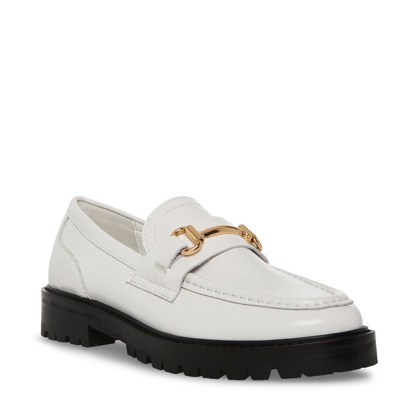 Steve Madden Mistor Lær Loafers Dame Hvite | SWLRA0954