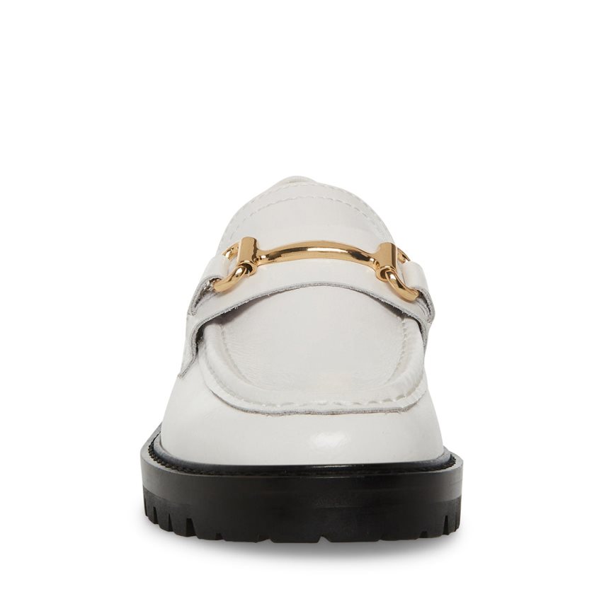 Steve Madden Mistor Lær Loafers Dame Hvite | SWLRA0954