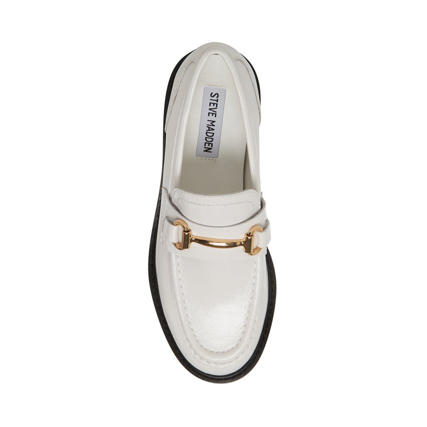 Steve Madden Mistor Lær Loafers Dame Hvite | SWLRA0954