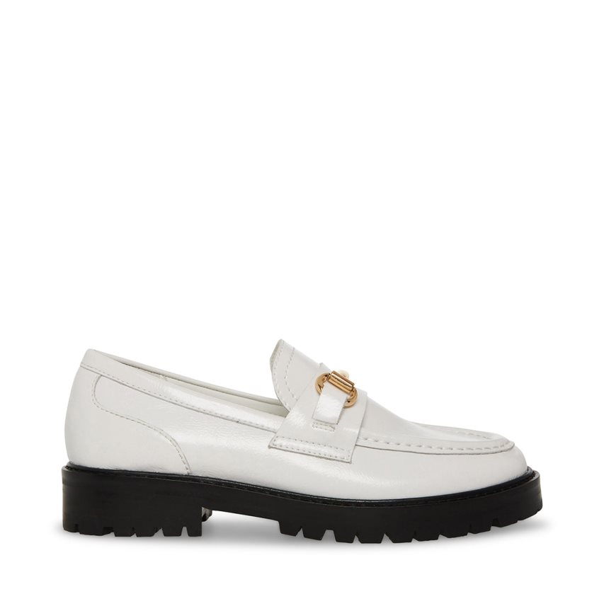 Steve Madden Mistor Lær Loafers Dame Hvite | SWLRA0954