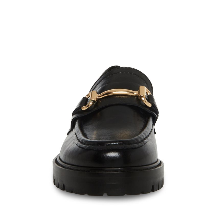 Steve Madden Mistor Lær Loafers Dame Svarte | QXKNH4290