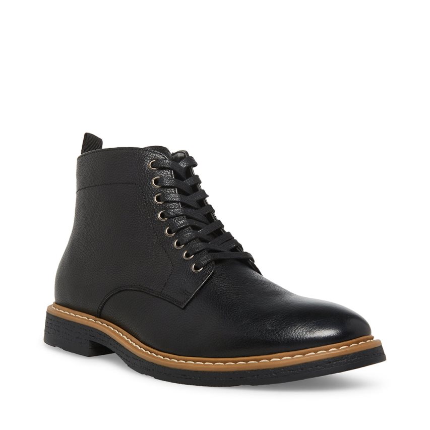 Steve Madden Mitchell Lær Ankelstøvletter Herre Svarte | HYWUV0253