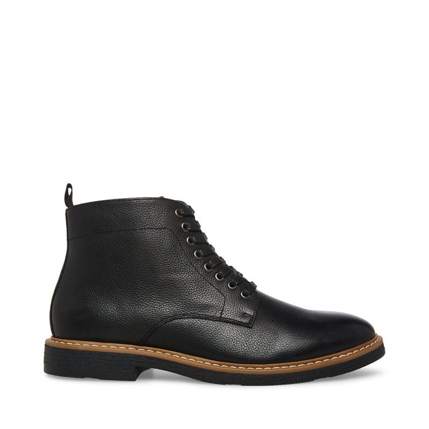 Steve Madden Mitchell Lær Ankelstøvletter Herre Svarte | HYWUV0253