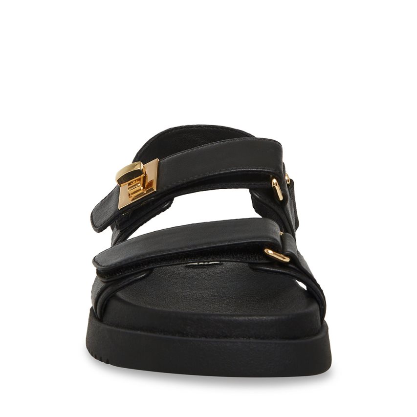 Steve Madden Mona Lær Platåsandaler Dame Svarte | ULCGM7149