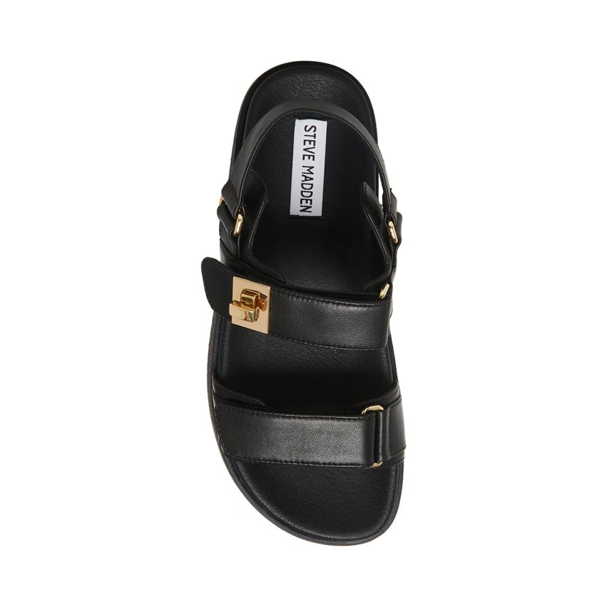 Steve Madden Mona Lær Platåsandaler Dame Svarte | ULCGM7149