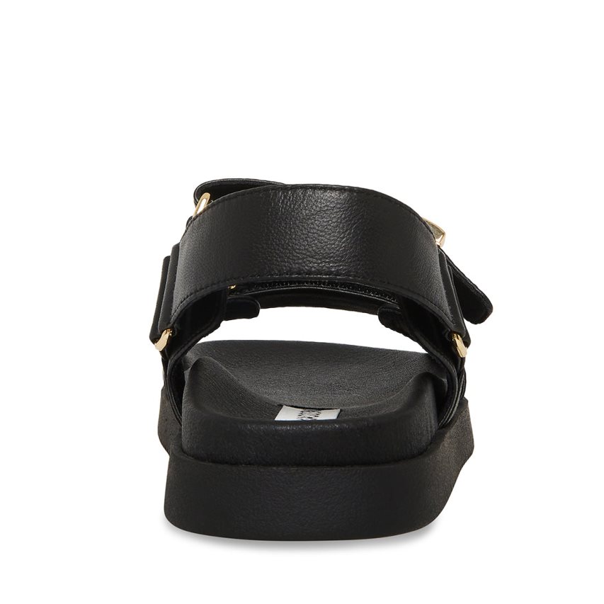 Steve Madden Mona Lær Platåsandaler Dame Svarte | ULCGM7149