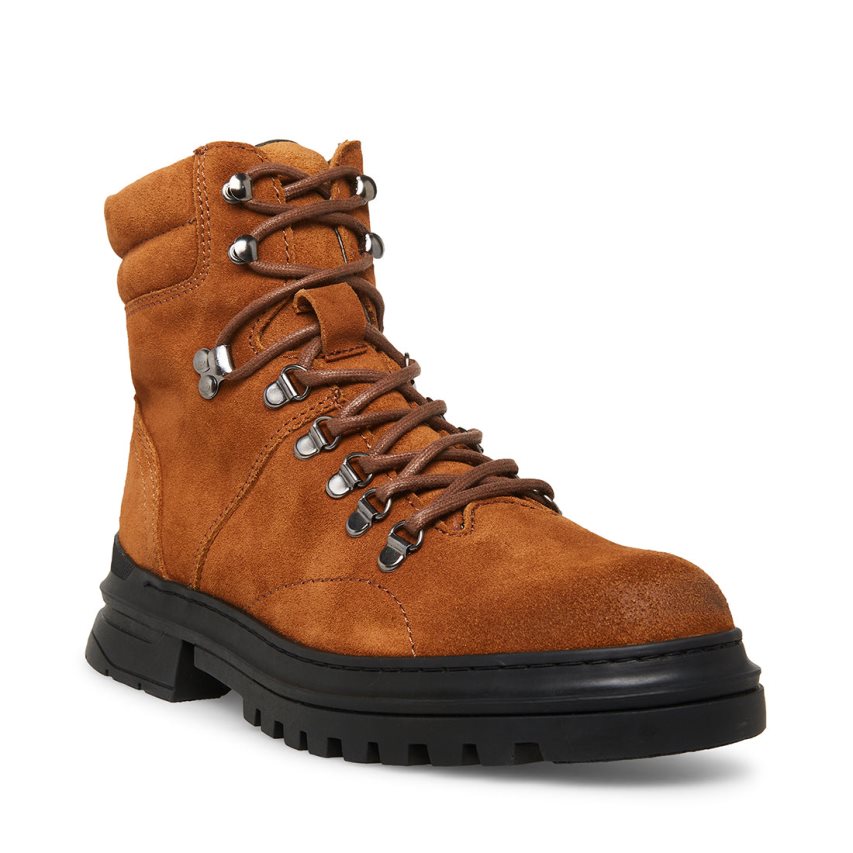 Steve Madden Monty Semsket Skinn Ankelstøvletter Herre Brune | WMCJU8542