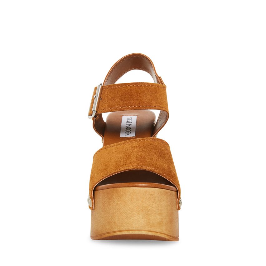 Steve Madden Pammy Chestnut Semsket Skinn Platåsandaler Dame Brune | SPAFU7389