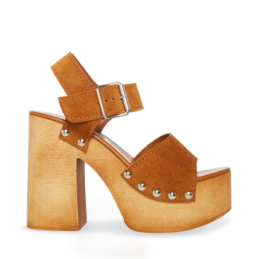 Steve Madden Pammy Chestnut Semsket Skinn Platåsandaler Dame Brune | SPAFU7389